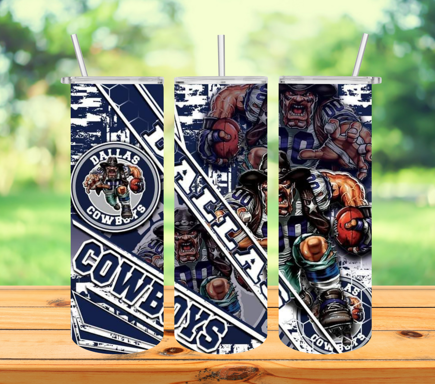 Blue and White Football Tumbler