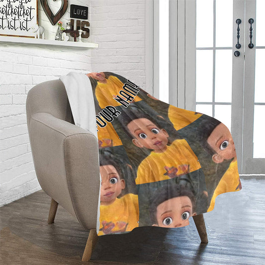 Cartoon your child on a blanket 32x48 crib -toddler bed size